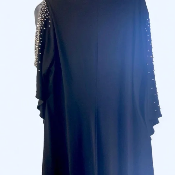 Black dress with beaded slit sleeves. Size L MSK - Picture 4 of 8
